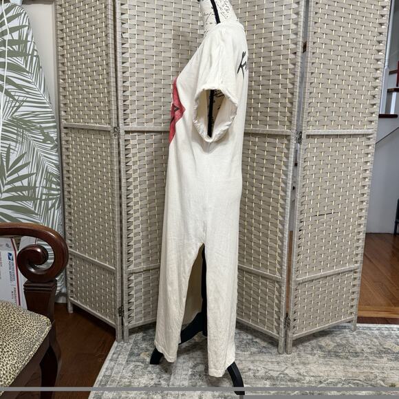 Daydreamer Free People Rolling Stones ‘89 Long T-shirt Dress Size S Cream Slit - Picture 2 of 10